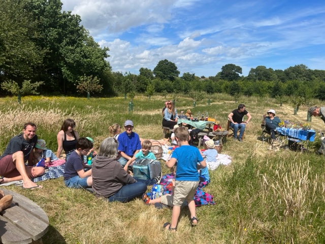Picknickers at the orchard
