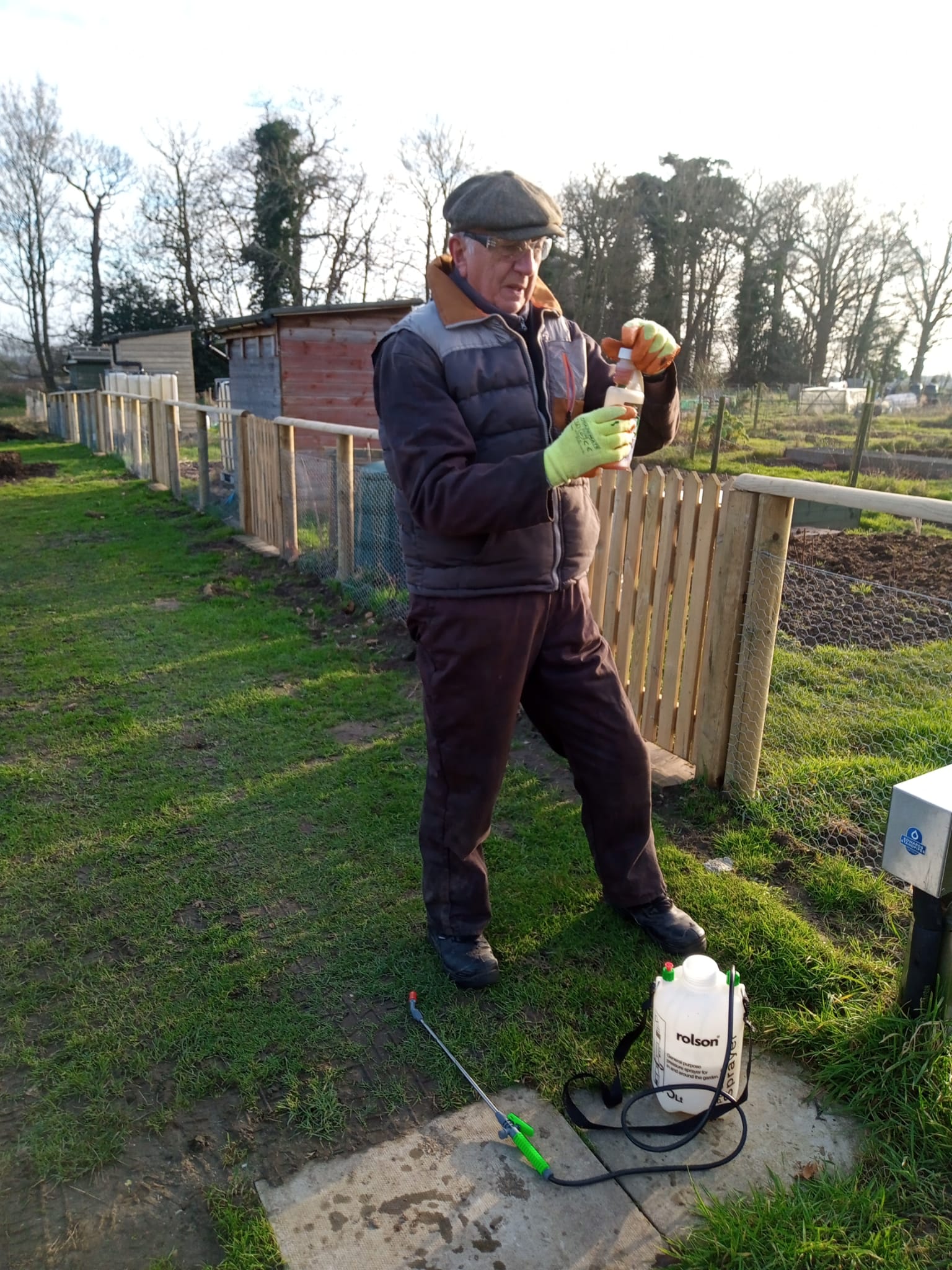 Volunteer winter washing fruit trees